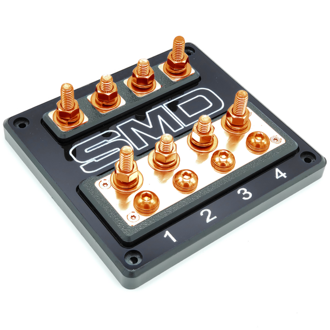 SMD Quad XL 2 Slot ANL Fuse Block with 100% Oxygen-free Copper Hardware and Clear Acrylic Cover - Made In the USA