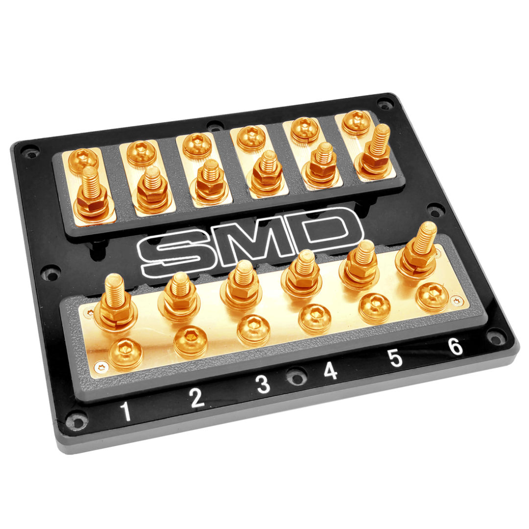 SMD Six XL2 6 Slot ANL Fuse Block with 100% Oxygen-free Copper Hardware and Clear Acrylic Cover - Made In the USA