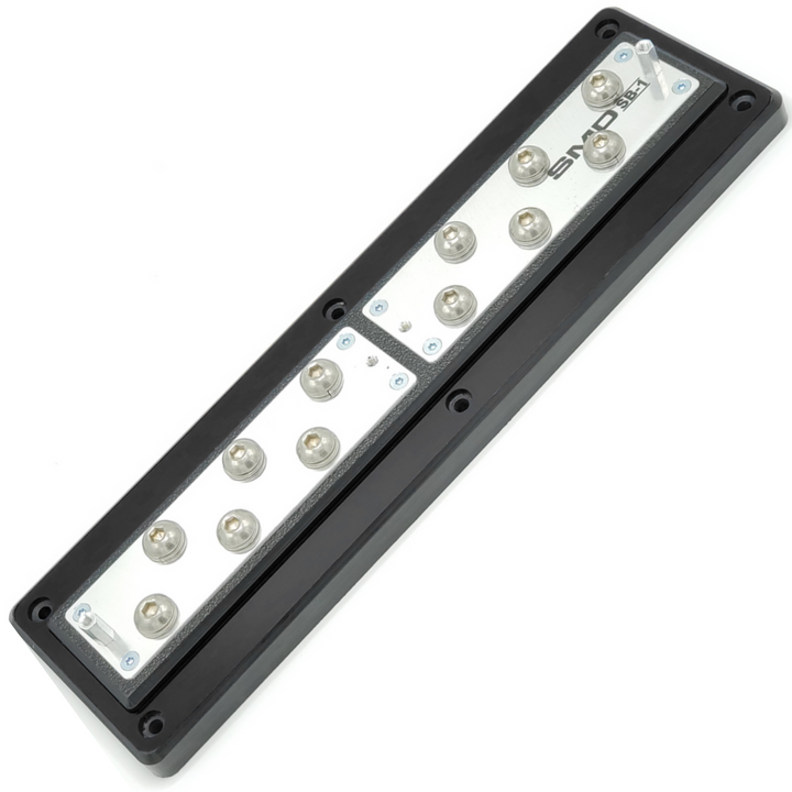 SMD Split 12 Spot Distribution Block with Polished Aluminum Hardware and Clear Acrylic Cover - Made in the USA