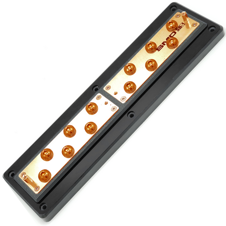 Bloque de distribución SMD Split de 12 puntos con hardware de cobre 100% libre de oxígeno y cubierta acrílica transparente - Fabricado en los EE. UU.