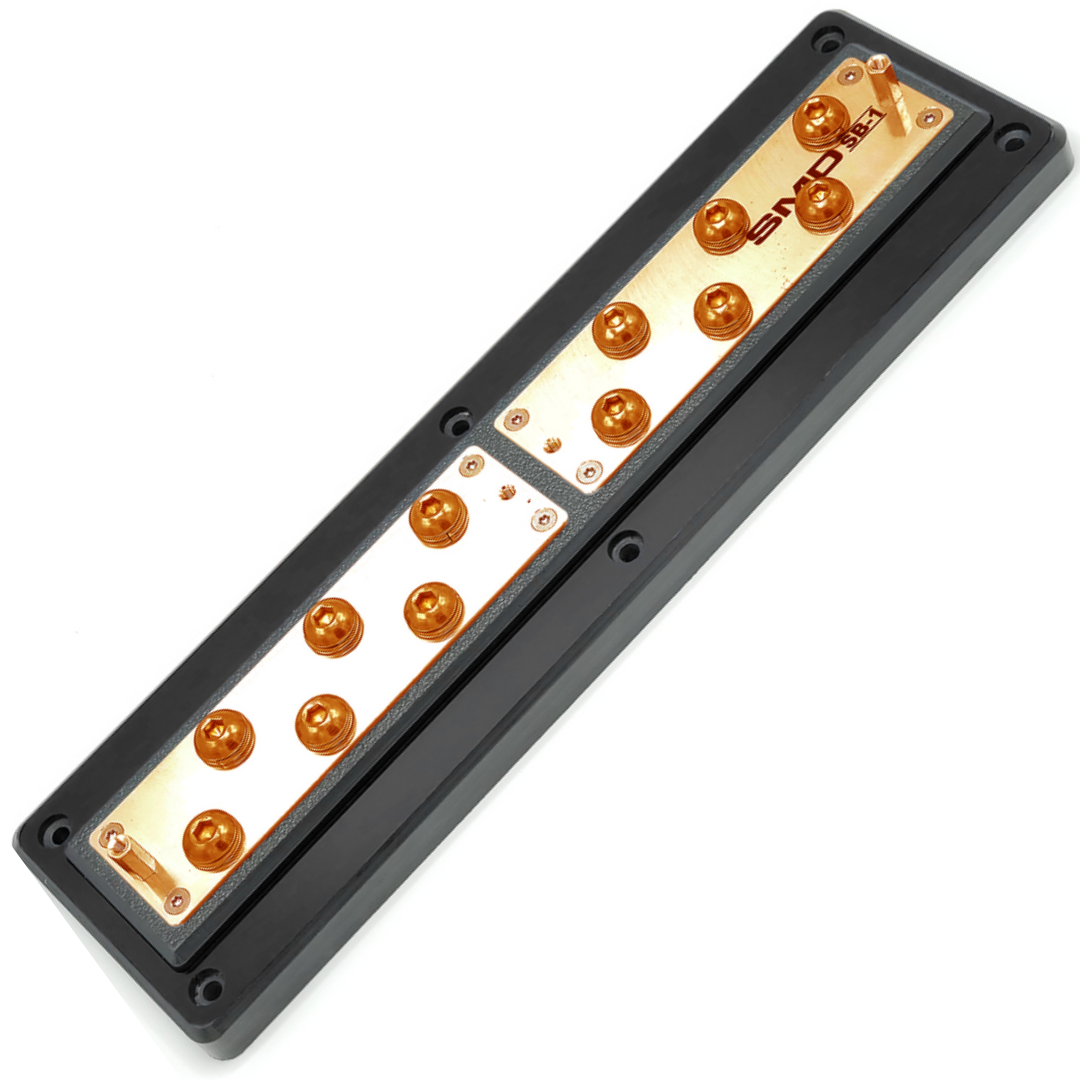 SMD Split 12 Spot Distribution Block with 100% Oxygen-free Copper Hardware and Clear Acrylic Cover - Made in the USA