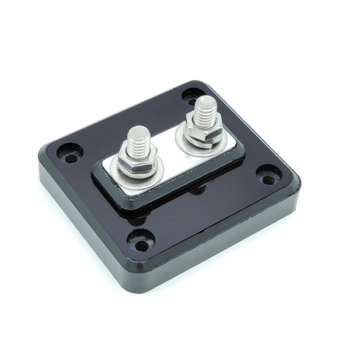 Bloque de distribución SMD UB-2 de 2 puntos con herrajes de acero inoxidable/aluminio y cubierta acrílica transparente - Fabricado en EE. UU.