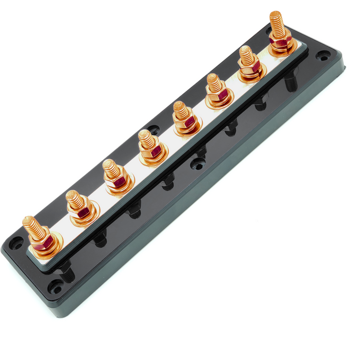 Bloque de distribución SMD UB-8 de 8 puntos con herrajes de cobre sin oxígeno y cubierta acrílica transparente - Fabricado en EE. UU.