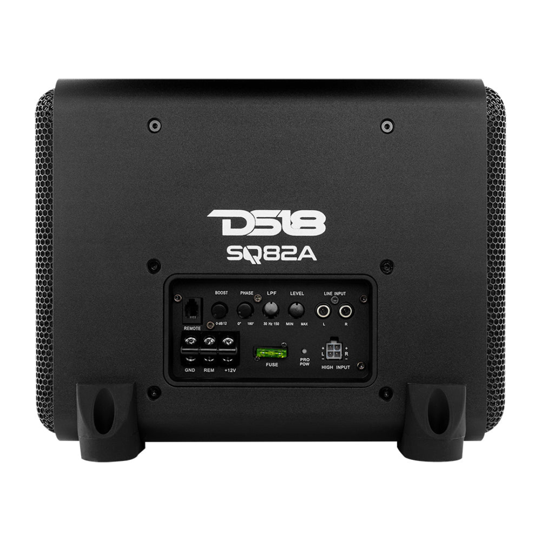 DS18 SQ82A Amplified Aluminum Enclosure with 8" Subwoofer and Passive Radiator - 300 Watts Rms 2-ohm