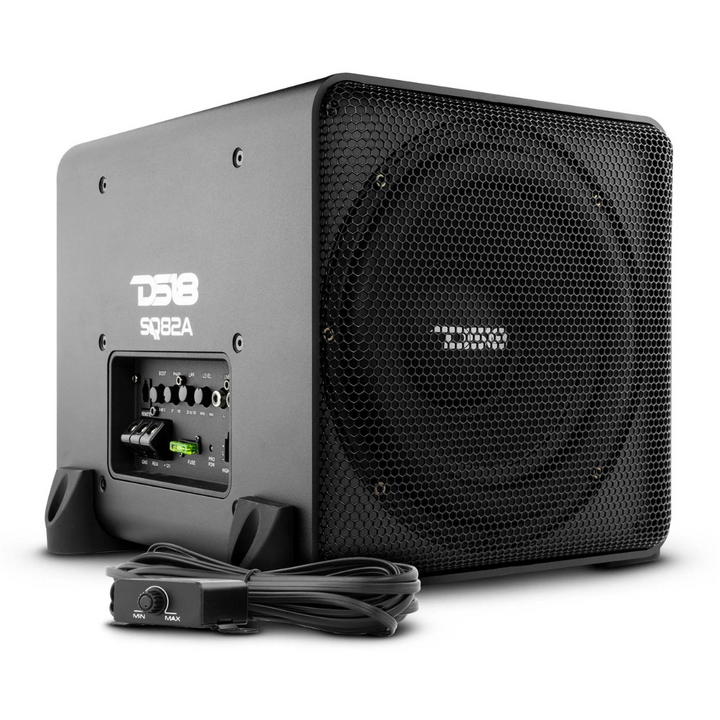 DS18 SQ82A Amplified Aluminum Enclosure with 8" Subwoofer and Passive Radiator - 300 Watts Rms 2-ohm