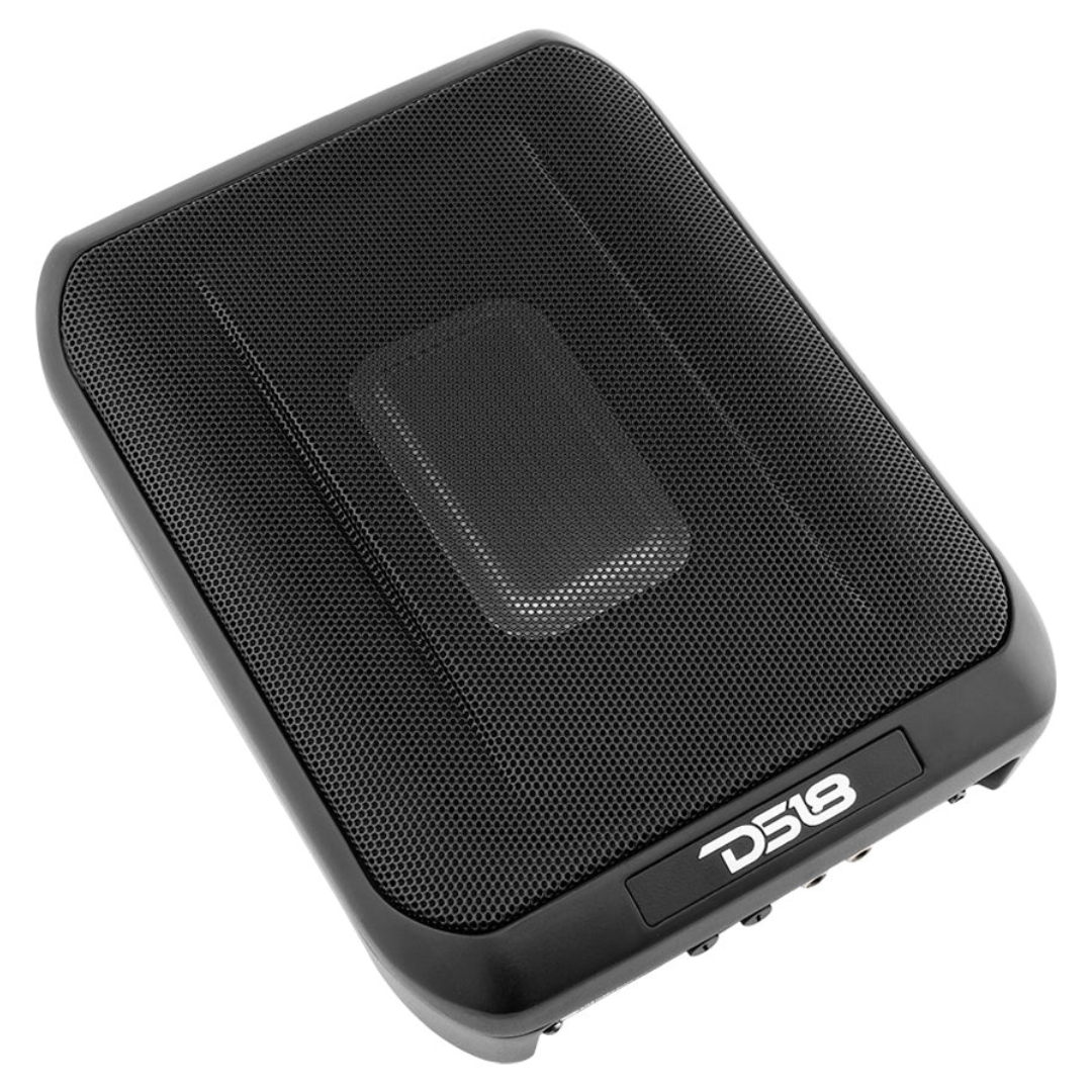 DS18 SQBASS68 Amplified 6x8" UnderSeat Subwoofer Enclosure with Wired Bass Knob - 150 Watts Rms 2-ohm