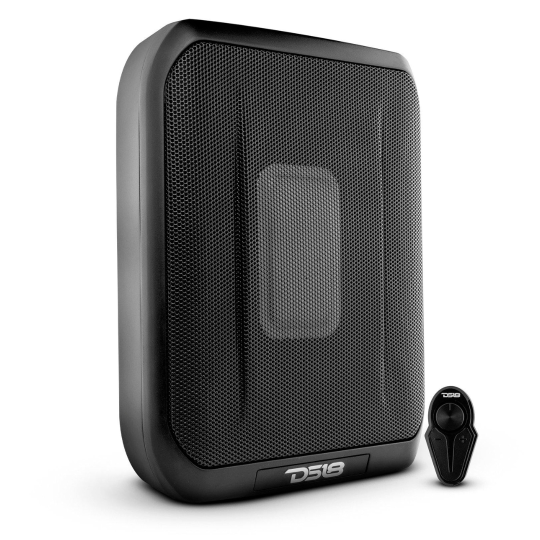 DS18 SQBASS68 Caja de subwoofer amplificada para debajo del asiento de 6x8" con perilla de graves con cable - 150 vatios Rms 2 ohmios
