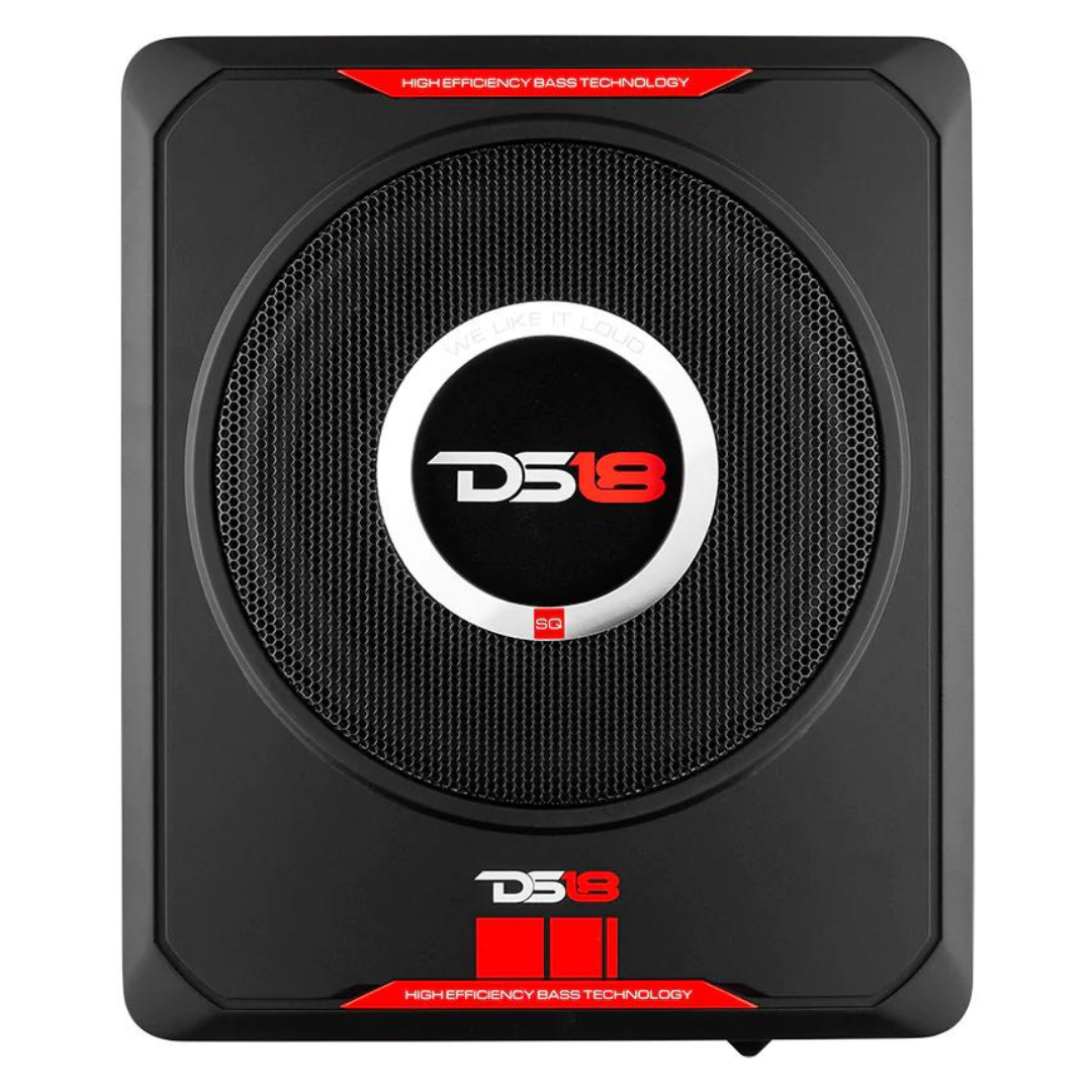 DS18 SQBASS Caja de subwoofer amplificada para debajo del asiento de 8" con perilla de graves con cable - 150 vatios Rms 2 ohmios