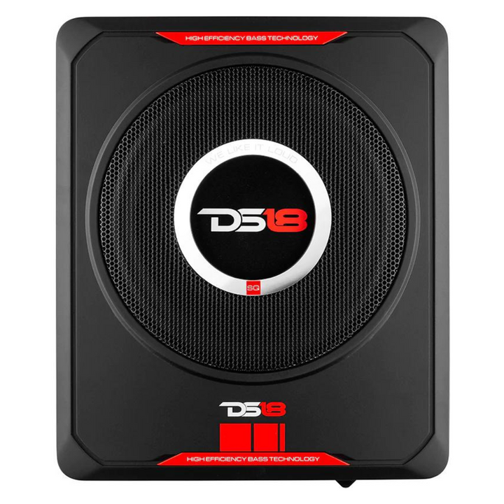 DS18 SQBASS Amplified 8" UnderSeat Subwoofer Enclosure with Wired Bass Knob - 150 Watts Rms 2-ohm