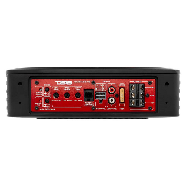 DS18 SQBASS Caja de subwoofer amplificada para debajo del asiento de 8" con perilla de graves con cable - 150 vatios Rms 2 ohmios