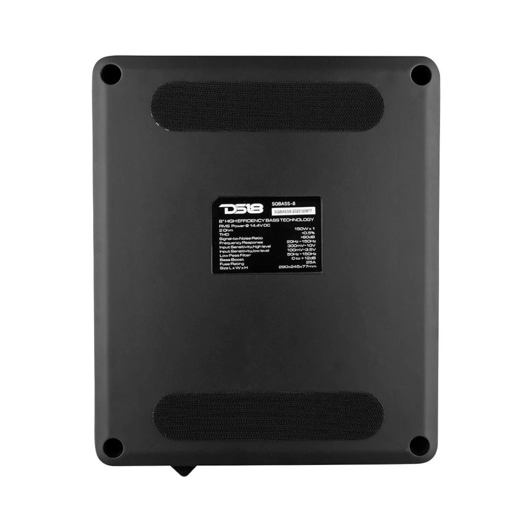 DS18 SQBASS Caja de subwoofer amplificada para debajo del asiento de 8" con perilla de graves con cable - 150 vatios Rms 2 ohmios