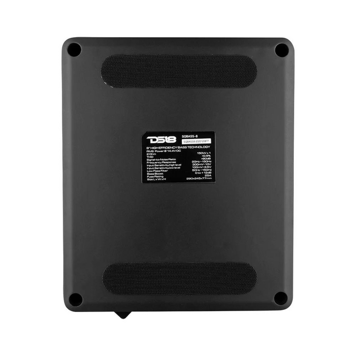 DS18 SQBASS Caja de subwoofer amplificada para debajo del asiento de 8" con perilla de graves con cable - 150 vatios Rms 2 ohmios