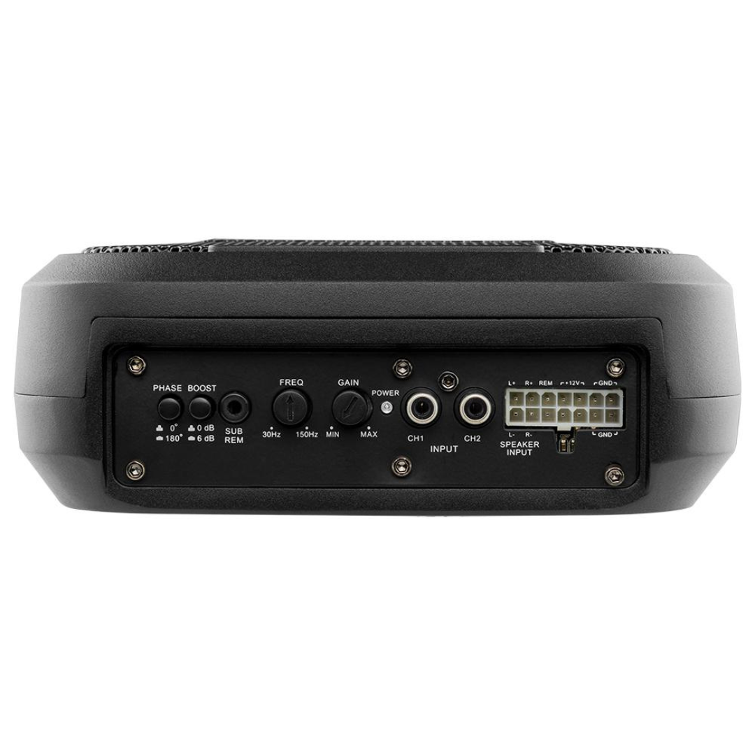 Caja para subwoofer debajo del asiento amplificada DS18 SQBASSx2 de 7x9" con un radiador de 4x6 - 230 vatios Rms 2 ohmios