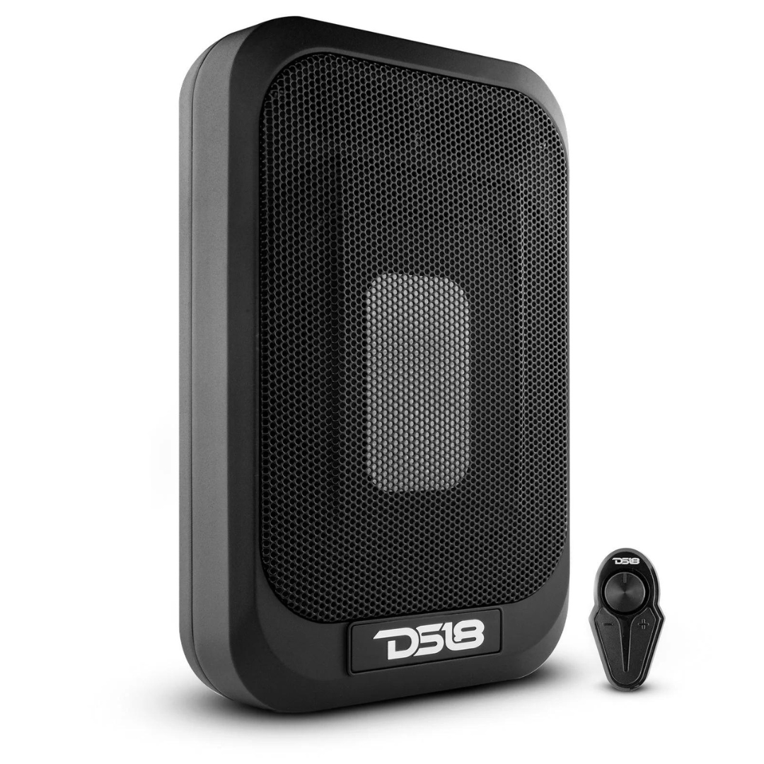 Caja para subwoofer debajo del asiento amplificada DS18 SQBASSx2 de 7x9" con un radiador de 4x6 - 230 vatios Rms 2 ohmios