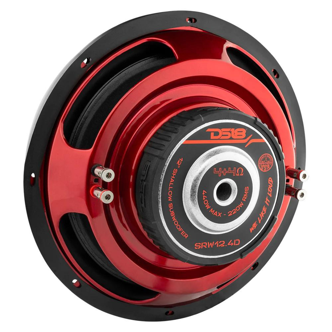 DS18 SRW12.4D Subwoofer de 12" de montaje superficial con bobina móvil de aluminio de 2" - 220 vatios Rms 4 ohmios DVC
