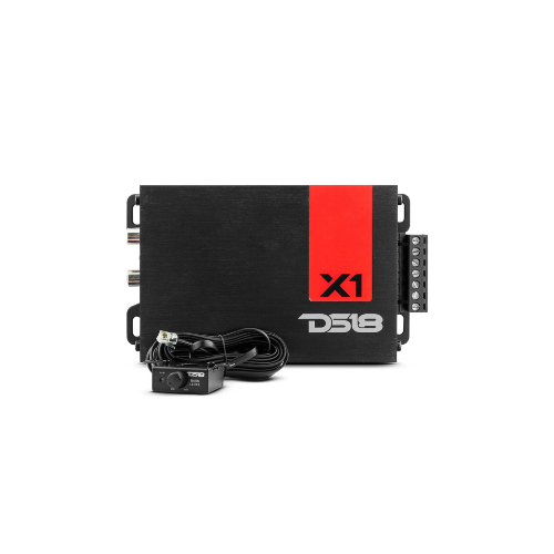 Amplificador de subwoofer compacto monobloque Clase D DS18 X1 - 1 x 300 vatios Rms a 1 ohmio