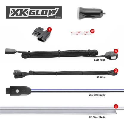 XKGlow XK-FO-ADV LED 12 Foot Fiber Optic Interior Light Kit with Bluetooth Control