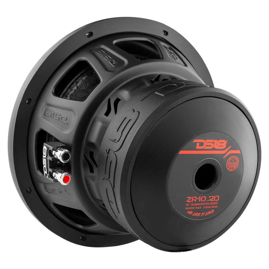 Subwoofer DS18 ZR10.2D de 10" con bobina móvil de aluminio de 2,5" - 700 vatios Rms 2 ohmios DVC