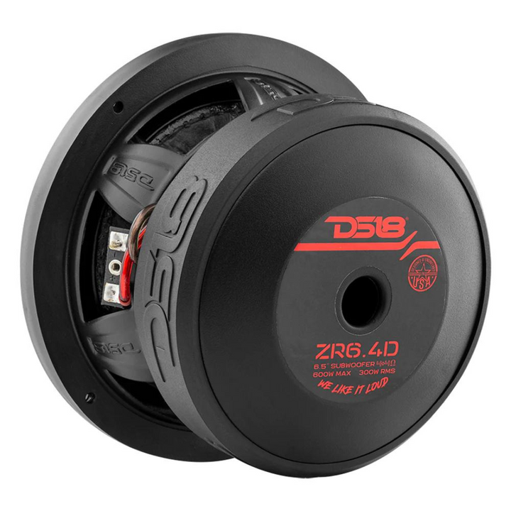 Subwoofer DS18 ZR6.4D de 6,5" con bobina móvil de aluminio de 1,5" - 300 vatios Rms 4 ohmios DVC