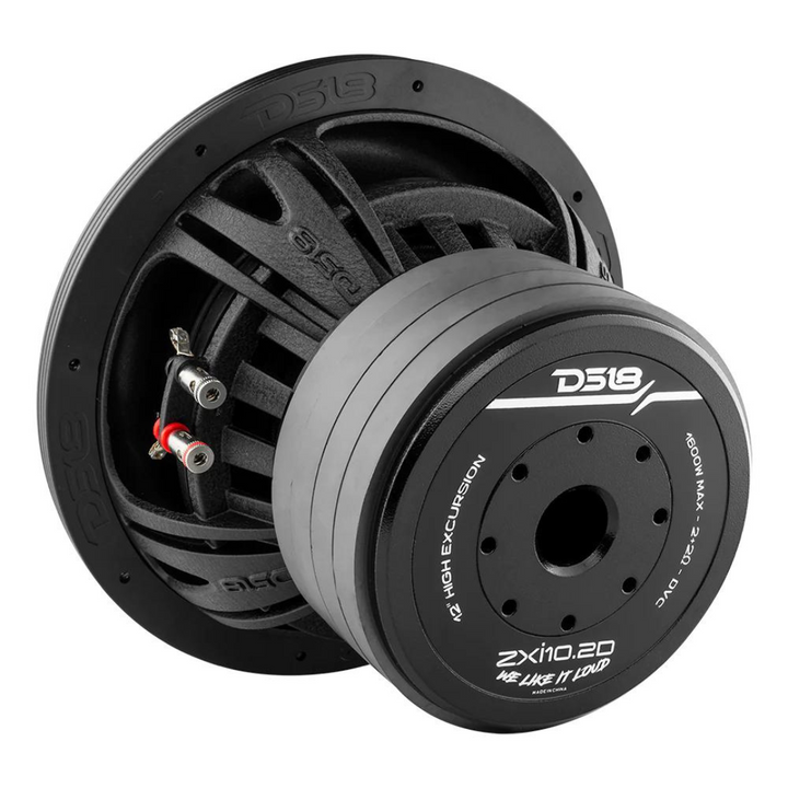 Subwoofer DS18 ZXI10.2D de 10" con bobina móvil de aluminio negro de 2,5" - 800 vatios Rms 2 ohmios DVC