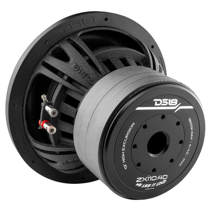 DS18 ZXI10.4D 10" Subwoofer with 2.5" Black Aluminum Voice Coil - 800 Watts Rms 4-ohm DVC