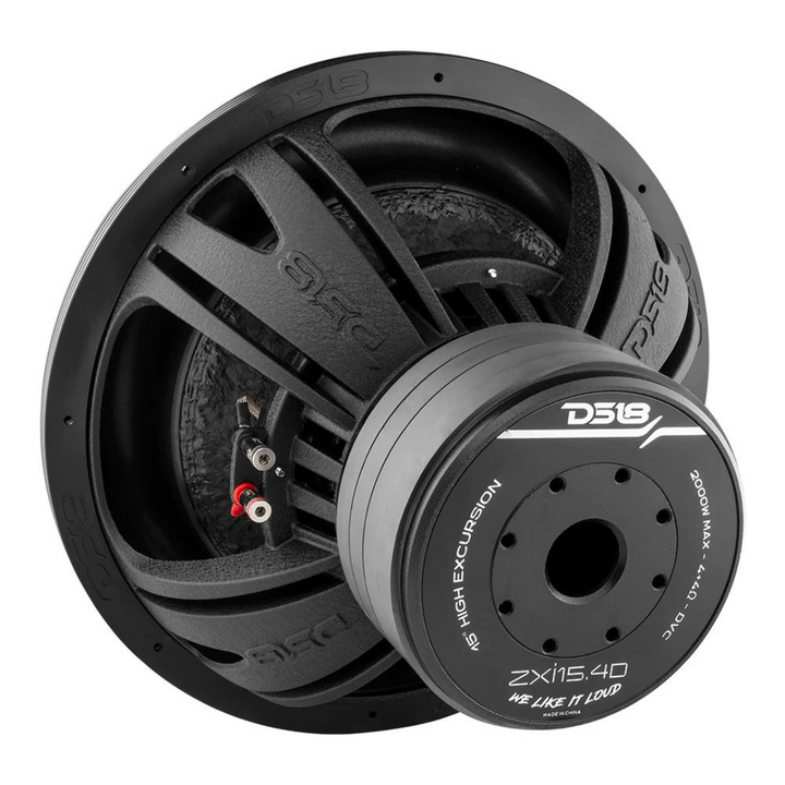 DS18 ZXI15.4D Subwoofer de 15" con bobina móvil de aluminio negro de 3" - 1000 vatios Rms 4 ohmios DVC