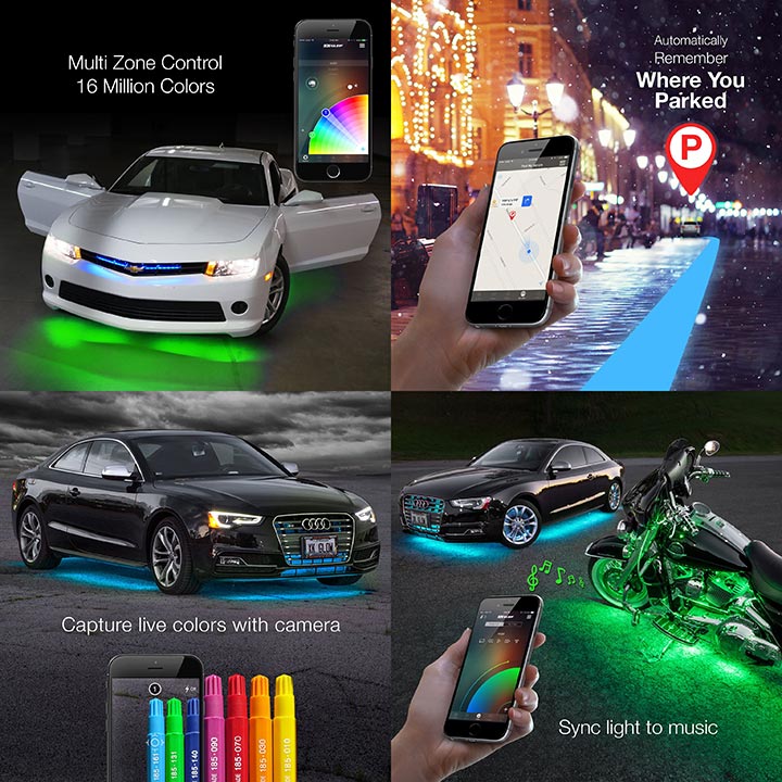 XKGlow KS-CAR-ADVANCE LED Interior and Underglow Accent Light Kit with Bluetooth Control