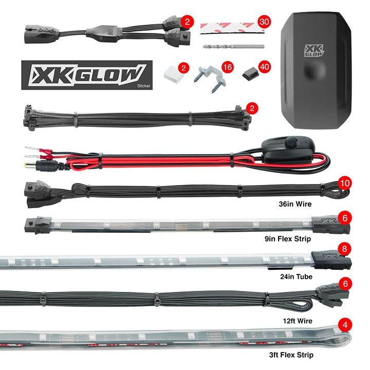 XKGlow KS-CAR-PRO LED Interior, Underglow and Wheel Accent Light Kit with Bluetooth Control