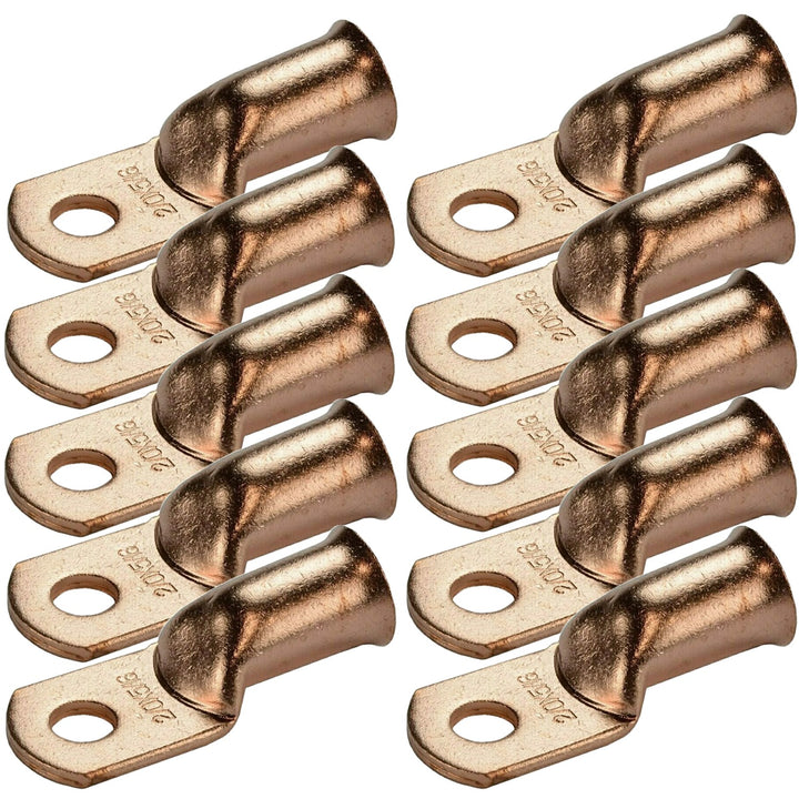 2/0 Gauge 100% OFC Copper Ring Terminal Lug with 5/16" Hole - 10 Pieces