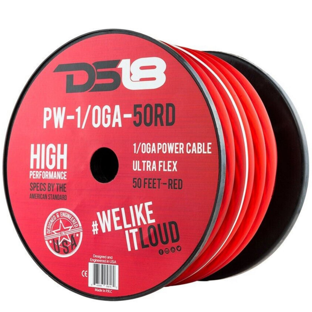 DS18 PW-1/0GA-50RD Cable de alimentación o de tierra de aluminio revestido de cobre calibre 1/0 - Rollo de 50 pies