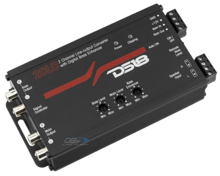 DS18 2CLC Convertidor de salida de línea de 2 canales con potenciador de graves digital y perilla de control