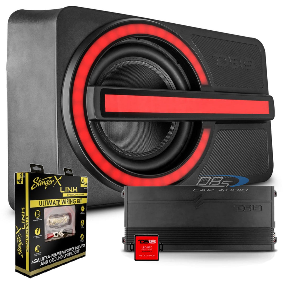 Ford Bronco 6ta generación de 2021 en adelante - Caja de subwoofer de 12" con portón trasero DS18 con amplificador, kit de amplificador y controlador LED