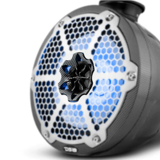 DS18 CF-PS8 8" Carbon Fiber Marine Speaker Pods with Built-in RGB LED Lights - 125 Watts Rms 4-ohm