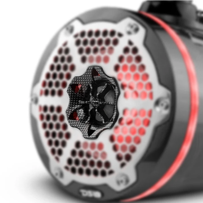 DS18 CF-X6TP Cápsulas de altavoces tipo torre marina de fibra de carbono de 6,5" con luces LED RGB | 100 vatios Rms 4 ohmios