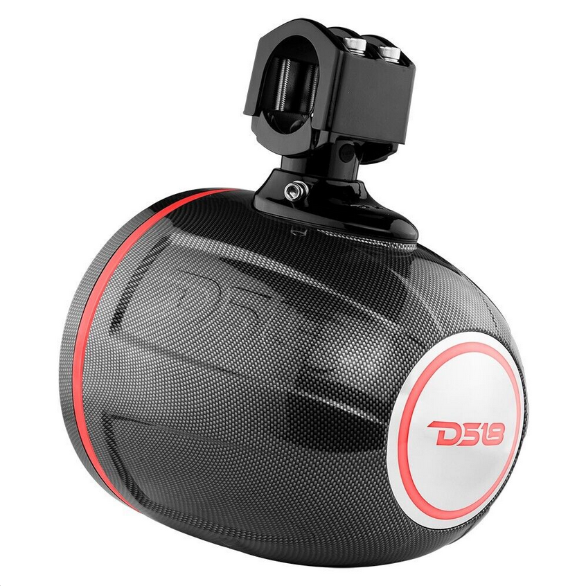 DS18 CF-X8PRO Altavoces tipo torre de fibra de carbono de 8" con controladores de bocina incorporados y luces LED RGB - 250 vatios Rms 4 ohmios