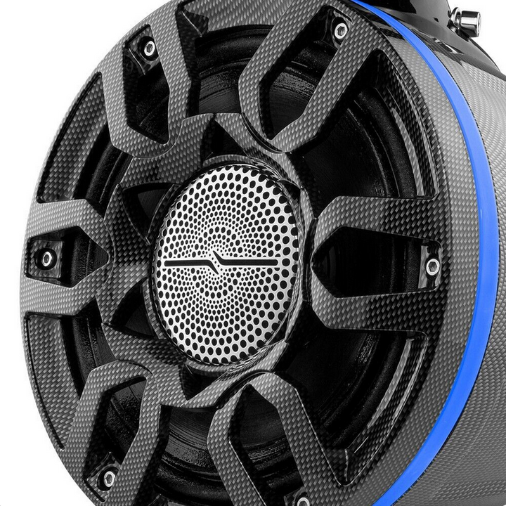 DS18 CF-X8PRO 8" Carbon Fiber Tower Speaker Pods with Built-in Horn Drivers and RGB LED Lights - 250 Watts Rms 4-ohm