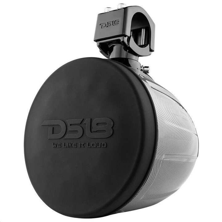 DS18 CF-X8PRO Altavoces tipo torre de fibra de carbono de 8" con controladores de bocina incorporados y luces LED RGB - 250 vatios Rms 4 ohmios