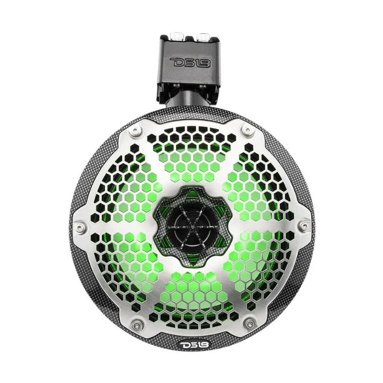 DS18 CF-X8TPNEO Torres marinas de neodimio de fibra de carbono de 8" con luces LED RGB incorporadas - 180 vatios Rms 4 ohmios