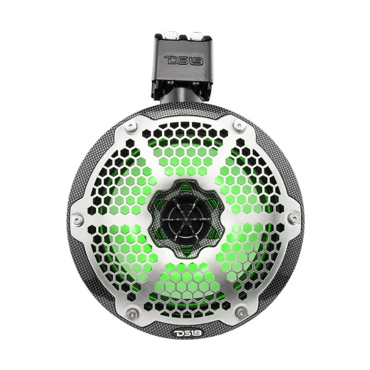 DS18 CF-X8TPNEO Torres marinas de neodimio de fibra de carbono de 8" con luces LED RGB incorporadas - 180 vatios Rms 4 ohmios