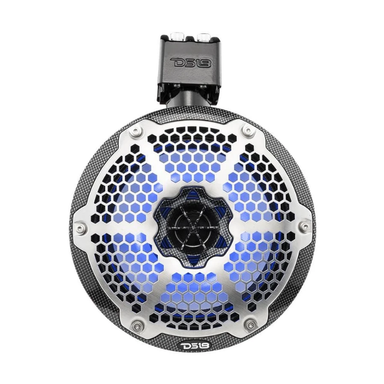 DS18 CF-X8TPNEO Torres marinas de neodimio de fibra de carbono de 8" con luces LED RGB incorporadas - 180 vatios Rms 4 ohmios