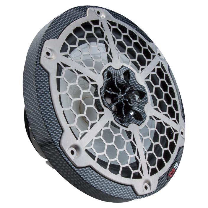 DS18 CF-65 6.5" Carbon Fiber Marine Speakers with Built-in RGB LED Lights - 125 Watts Rms 4-ohm