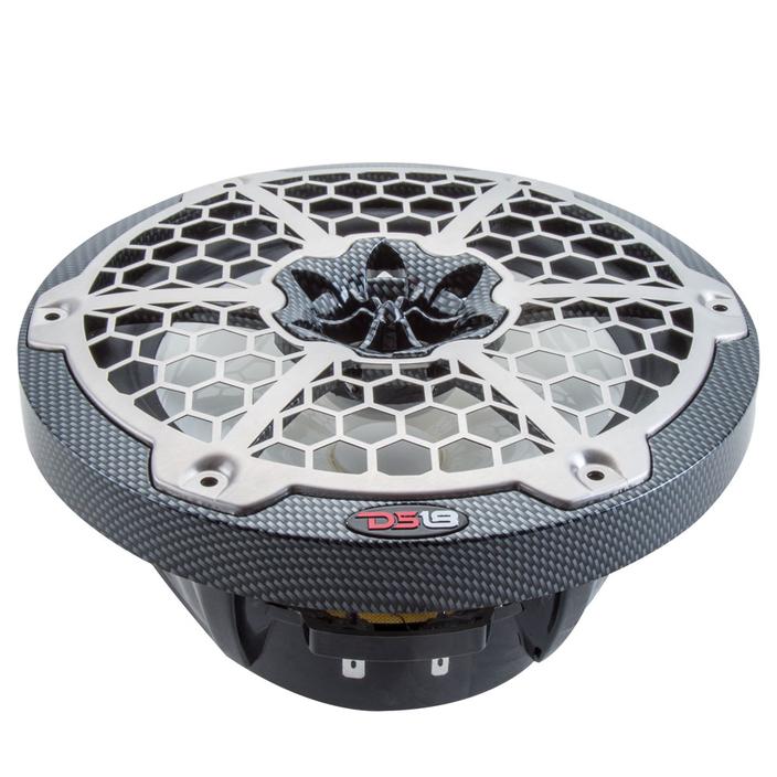 DS18 CF-65 6.5" Carbon Fiber Marine Speakers with Built-in RGB LED Lights - 125 Watts Rms 4-ohm