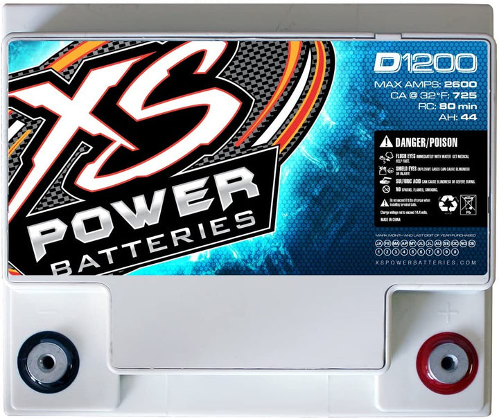 XS Power D1200 12 Volt AGM Car Audio Battery - 1500 Watts Rms | 55Ah