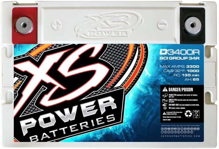 XS Power D3400R 12 Volt AGM Car Audio BCI Battery - 2500 Watts Rms | 80Ah