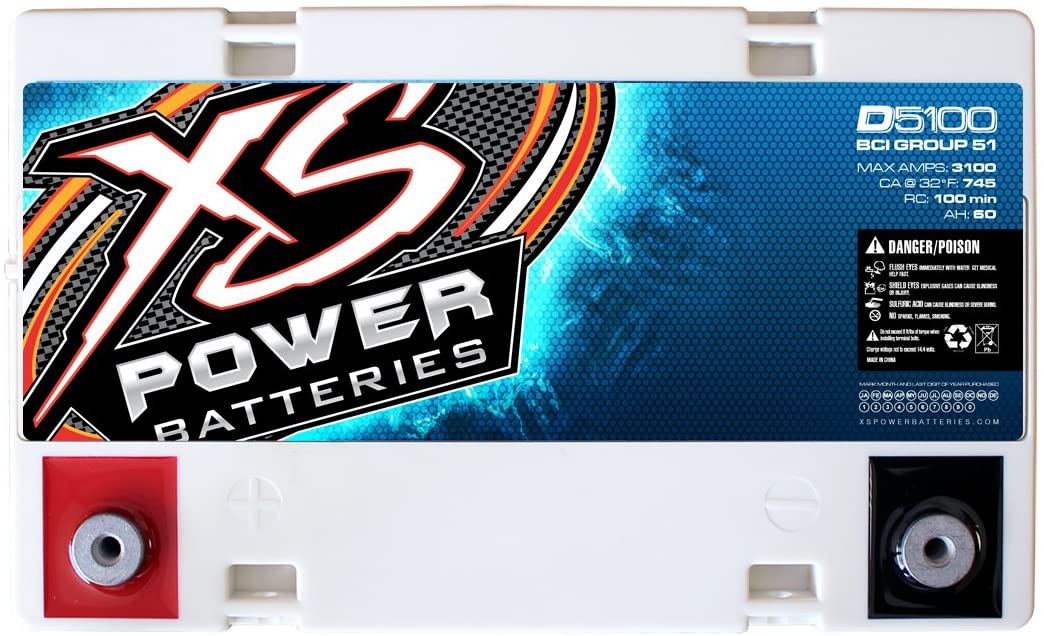 XS Power D5100 12 Volt AGM Car Audio Battery - 2000 Watts Rms | 66Ah
