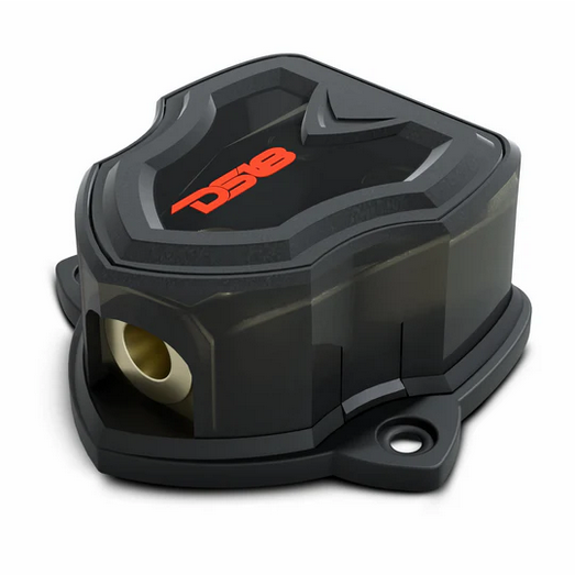 DS18 DB1024 Distribution Block with Plastic Cover - 1x 1/0 Gauge In 2x 4 Guage Out