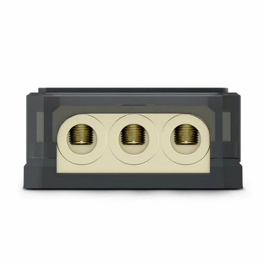 DS18 DB1030 Distribution Block with Plastic Cover - 1x 1/0 Gauge In 3x 1/0-4 Gauge Out