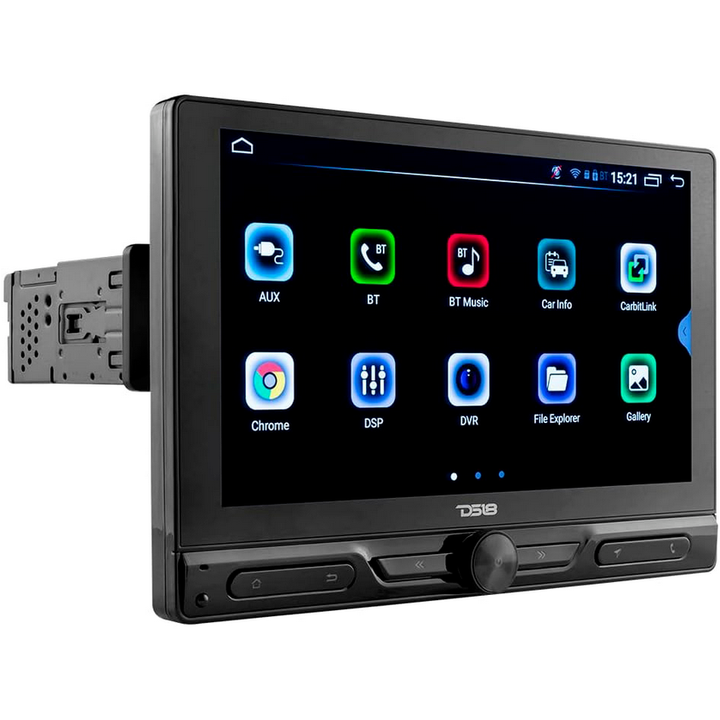 DS18 DDX10.5ADX Single-Din Radio with 10.5" Floating Touchscreen - Bluetooth, Mirror Link, USB, Gps and Android 10 (4x64GB)