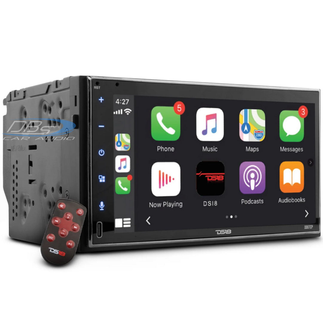 DS18 DDX7CP Double-Din Head Unit with 7" Touchscreen - Bluetooth, USB, AUX, SD, Mirror Link and CarPlay