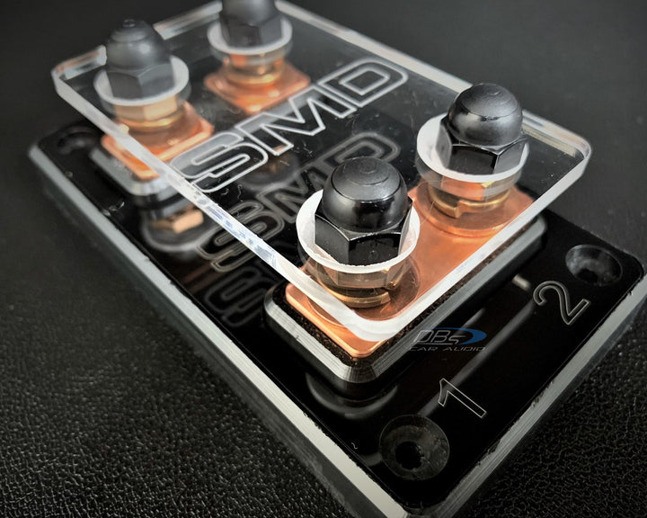 SMD Double 2 Slot ANL Fuse Block with 100% Oxygen-free Copper Hardware and Clear Acrylic Cover - Made In the USA
